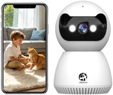 JOOAN 2K Indoor Security Camera, 5G/2.4G WiFi Pet Camera, Color Night Vision, PTZ Auto Tracking, Motion & Sound Detection, 2-Way Audio, for Baby/Elderly, Multi-User Shared, Local & Cloud Storage