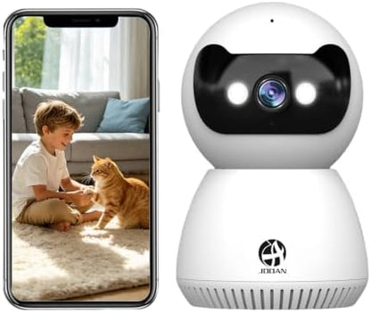 JOOAN 2K Indoor Security Camera, 5G/2.4G WiFi Pet Camera, Color Night Vision, PTZ Auto Tracking, Motion & Sound Detection, 2-Way Audio, for Baby/Elderly, Multi-User Shared, Local & Cloud Storage