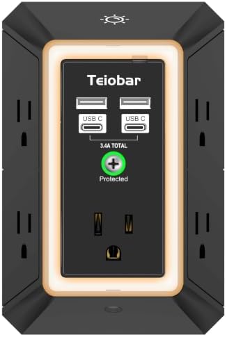 Multi Plug Wall Outlet Surge Protector with 5 Outlet & 4 USB Ports(2USB-C)