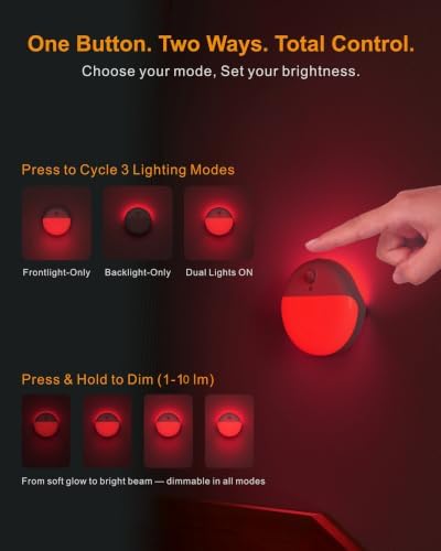 YUNLEX Red Night Light Battery Operated Motion Sensor, Nightlights 1-10lm