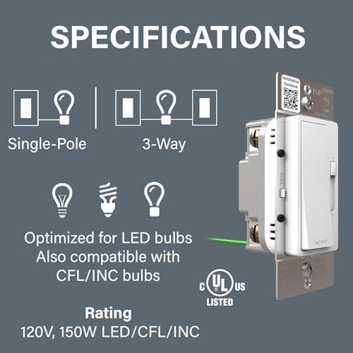 Legrand Radiant 150W LED Dimmer Light Switch 3-Way Rocker White 10 Pack