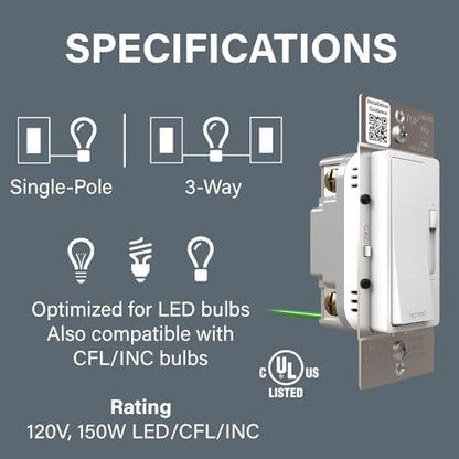 Legrand Radiant 150W LED Dimmer Light Switch 3-Way Rocker White 10 Pack
