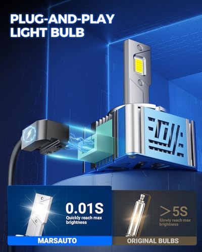 Marsauto D3S D3R HID Bulbs, 800% Brightness, 6000K White for 66340 42403 42302 (42403C1) HID Xenon Bulb, Plug and Play, Pack of 2