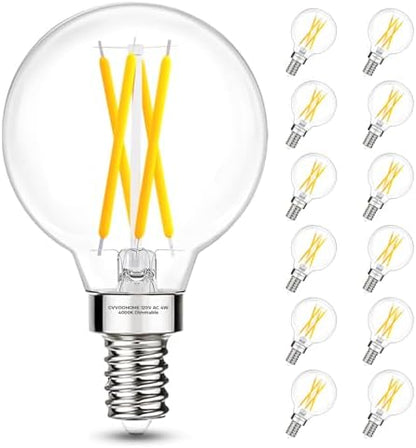 E12 Candelabra G16.5 Globe LED Bulb, 4W 400LM, 40W Equivalent Dimmable
