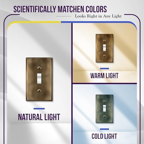 ENERLITES Toggle Light Switch Metal Wall Plate, 1-Gang, Antique Brass