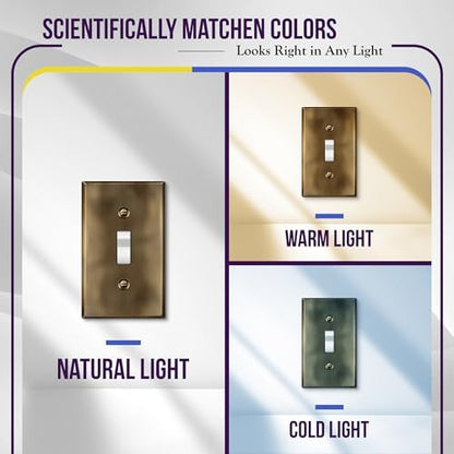 ENERLITES Toggle Light Switch Metal Wall Plate, 1-Gang, Antique Brass