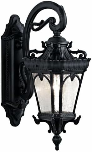 Kichler Tournai 18" 1 Light Outdoor Wall Light with Clear Seeded Glass in Textured Black