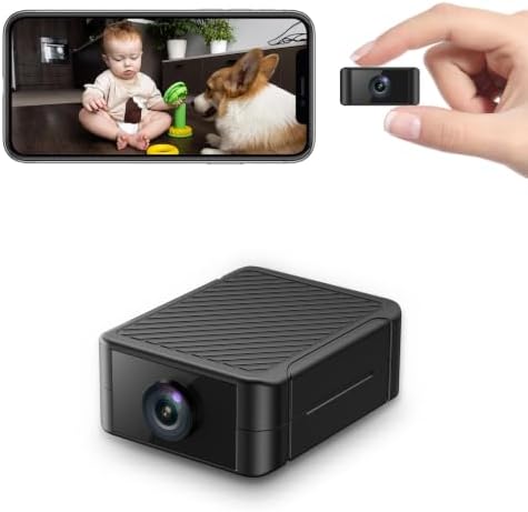 4K Hidden Camera, Wireless Mini Spy Camera with WiFi, Night Vision, Motion Detection Alerts, App Remote View, Rechargeable Battery, SD Card & Cloud Storage, Nanny Cam for Home, Office and Pets, Black