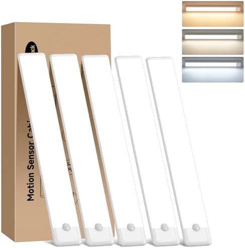 11.8 inch Motion Sensor Under Cabinet Light, 5-Pack, 3 Color