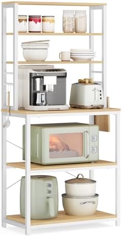 VASAGLE Coffee Bar, 23.6 Inches 6-Tier Baker's Rack with 6 Hooks