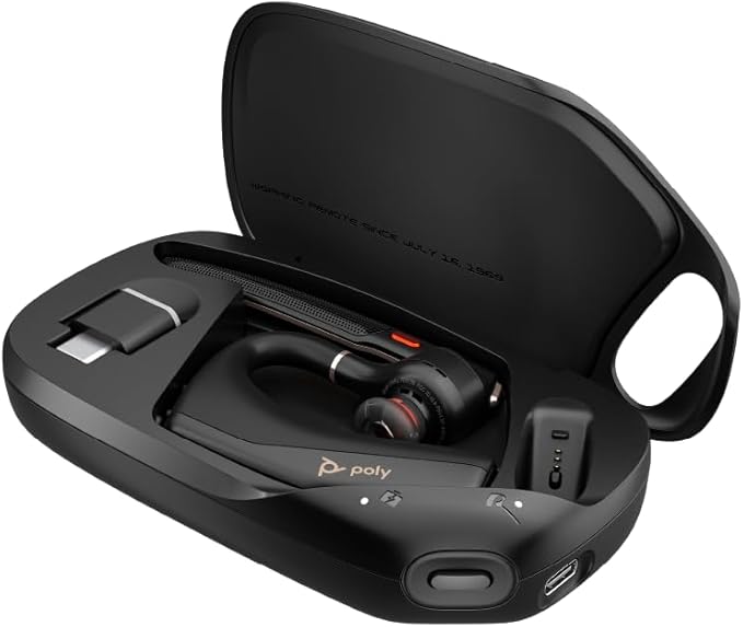 Poly Voyager Legend 50 UC Bluetooth Headset with Charging Case - 4 Noise-Canceling Mics, AI NoiseBlockAI & WindSmart Tech - Bluetooth Headphones with Mic, Smart Call Controls, All-Day Comfort