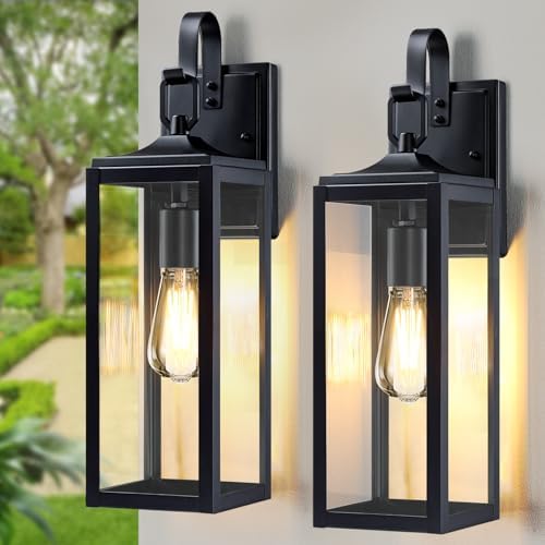 18'' Large Outdoor Wall Lights 2 Packs, Black Exterior Lighting Fixtures