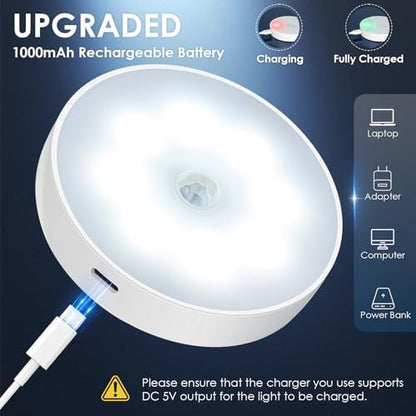 Motion Sensor Puck Light with Remote, Cool White, 8-Pack