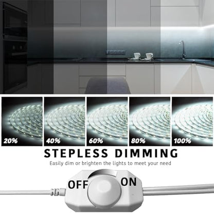 dalattin White LED Strip Lights 50ft Dimmable Bright 24V Led Light Strip 6500K Daylight White 900 LEDs Lights for Bedroom, Mirror, Kitchen, Strong Adhesive（2 Rolls of 25ft）
