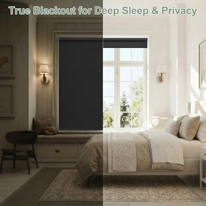 ZSHINE Motorized Blackout Roller Shades Remote Control Rechargeable(82141H)