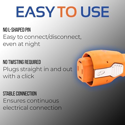 SmartPlug 50 Amp Shore Power Cord – 50A 125V/250V Marine Cord, RV Accessories, Marina Park Power End, Waterproof Locking Plug, Tinned Wire, Boat Shore Power, Generator Power Cord, 50 FT
