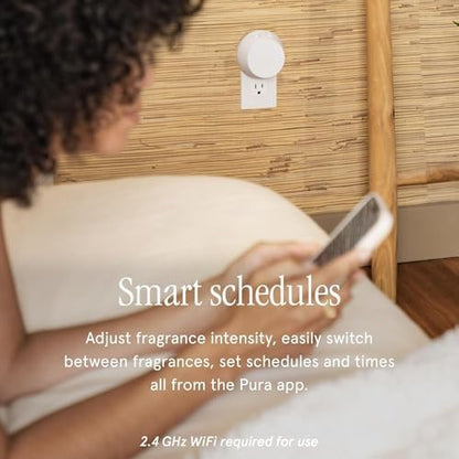 Pura - Smart Home Fragrance Device Starter Set - Pura 4 - Scent Diffuser for Home - Includes Fragrance Aroma Diffuser - Square Box, White Tea No. 1 and Apple Orchards Scent Refills