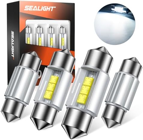 SEALIGHT 31mm DE3175 LED Bulbs DE3021 DE3022 LED Bulbs CSP-2525 Ceramic Chipsets 6500K White Super Bright Error Free CANBUS Interior Car Light for Dome Map Door License Plate Lights Bulbs (Pack of 4)