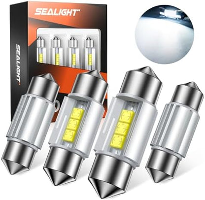SEALIGHT 31mm DE3175 LED Bulbs DE3021 DE3022 LED Bulbs CSP-2525 Ceramic Chipsets 6500K White Super Bright Error Free CANBUS Interior Car Light for Dome Map Door License Plate Lights Bulbs (Pack of 4)