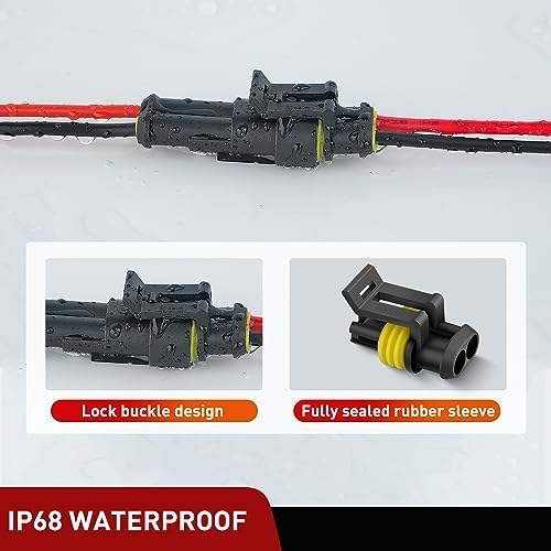 Nilight 200PCS 2 Pin Electrical Connector ‎Plug with Male Female Terminals
