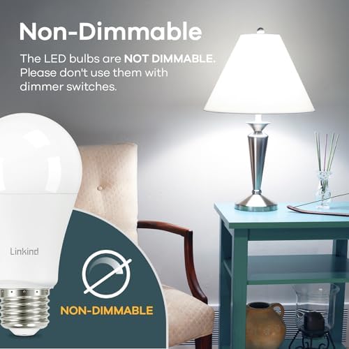 Linkind A19 LED Light Bulbs, 100 Watt Equivalent, 5000K Daylight 12 Packs