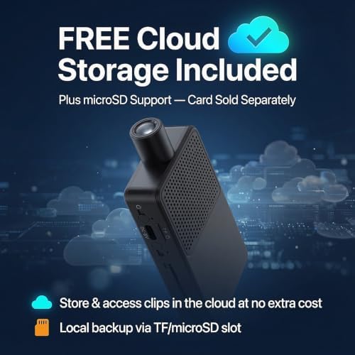 Mini Camera Wireless, 2K HD Nanny Camera with 8H Long Battery Life & Free Cloud Storage, WiFi & Offline Recording, Night Vision & Motion Detection for Pet/Home Monitoring