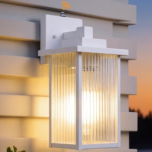 13" White Dusk to Dawn Outdoor Light, Exterior Light Fixture