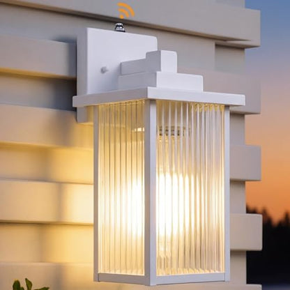 13" White Dusk to Dawn Outdoor Light, Exterior Light Fixture