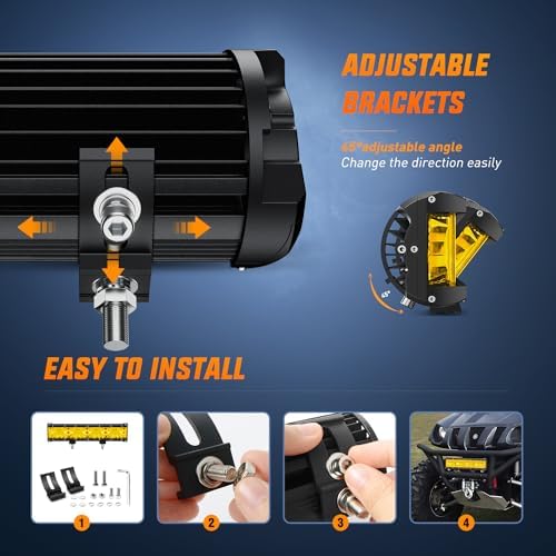 Nilight Side Shooter LED Light 1PC 12 Inch Yellow Beam with Wiring Kit