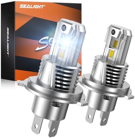 SEALIGHT H4/9003 LED Light Bulb, 1:1 Real Size, 1000% Brighter than Origin, 60,000LM Super Output, 6500K Cool White with 25000RPM Fan, 3Mins Plug and Play, Pack of 2