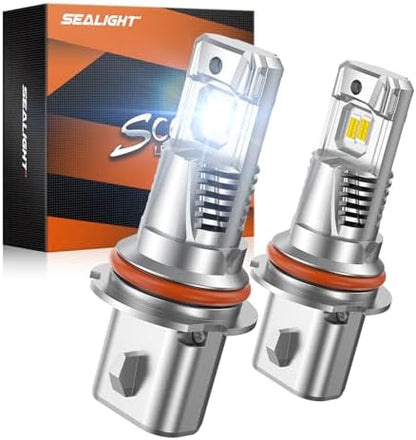 SEALIGHT 9004 LED Bulbs, 1:1 Real Size, 46000LM 9004/HB1 Fog Lights, Super Bright 6500K Cool White with Fan, Pack of 2