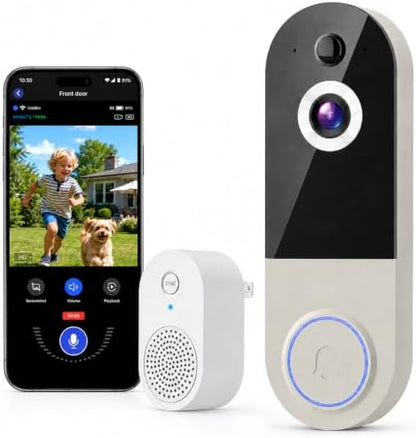 Wireless Video Doorbell Camera with Receiver, 1080P Battery Powered