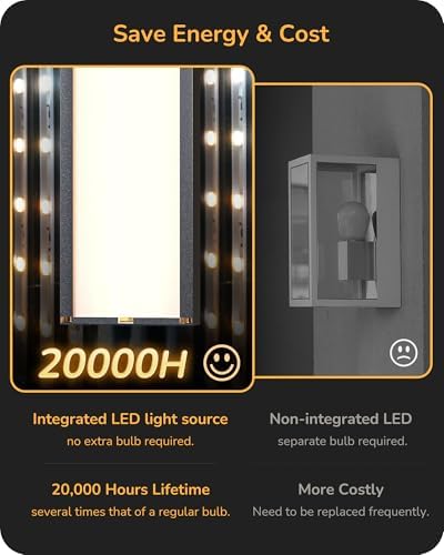 EDISHINE 2 Pack Modern LED Outdoor Wall Lights, 39.3" Linear Black Sconce