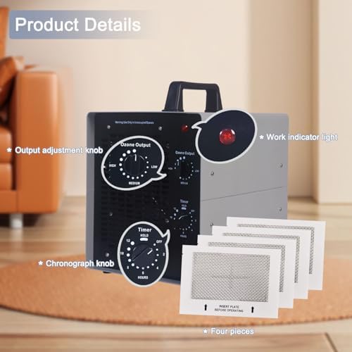 0zone Generator, 4500 Sq/Ft Portable 0zone Machine Ionizer for Commercial, Industrial, Car, Home, Basement