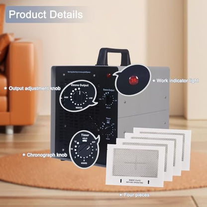 0zone Generator, 4500 Sq/Ft Portable 0zone Machine Ionizer for Commercial, Industrial, Car, Home, Basement