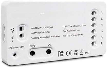 LED Strip Controller for ZigBee 3.0, RGB+CCT & Dimmer Support, PW-M App Control for 12V/24V/36V/48V/54V Strips