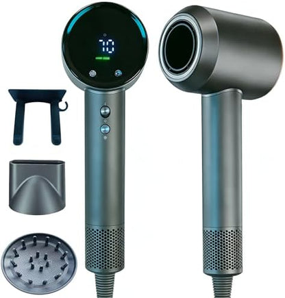 STFF ion Hair Dryer high Speed brushless Motor with Blow Dryer Diffuser,1400W Ultra-Fast Dryer,Ultra-Ligh, Low Noise,Intelligent LCD Display,for Women/Children