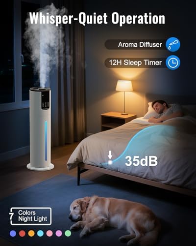 Lacidoll 8L Humidifiers for bedroom, Humidifiers large room up to 500 sq ft, Easy to Clean Humidifier with Fully Washable Parts, Ultrasonic Cool Mist Humidifier for Home Plants Baby Nursery Office