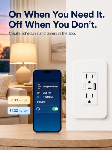 WiFi Smart Plug,in-Wall Smart Home Outlet Compatible with Alexa,Google Assistant,Timer Via App,USB + Type-C Port,Partition Remote Control Smart Socket
