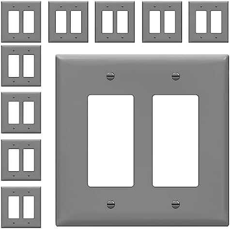 ENERLITES 2-Gang Gtay Mid-Size Decorator Switch Outlet Wall Plate, 10 Pack