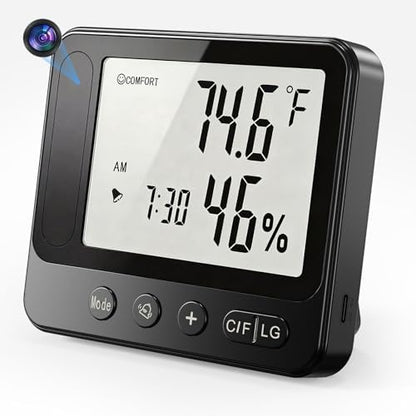 Indoor Camera with Temperature & Humidity Monitor, 4k Indoor WiFi Nanny Cam with Motion Detection, Night Vision, Live View by App, Security Camera for Home, Office, Greenhouse, Garage