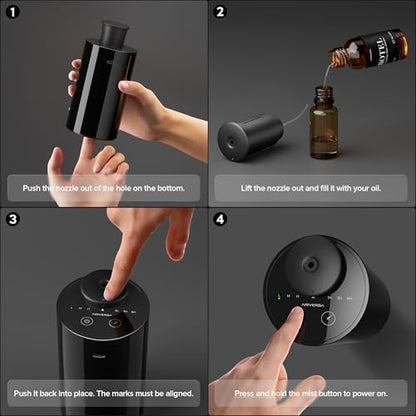 Airversa AN6 Waterless Diffuser for Essential Oil, Black + Extra Nozzle