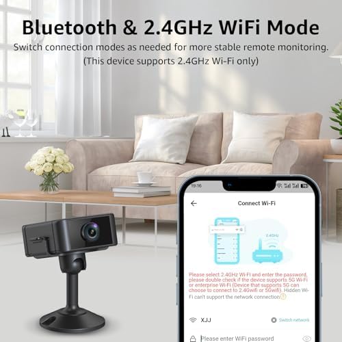 4K Hidden Camera, Wireless Mini Spy Camera with WiFi, Night Vision, Motion Detection Alerts, App Remote View, Rechargeable Battery, SD Card & Cloud Storage, Nanny Cam for Home, Office and Pets, Black