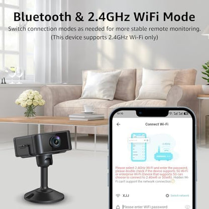 4K Hidden Camera, Wireless Mini Spy Camera with WiFi, Night Vision, Motion Detection Alerts, App Remote View, Rechargeable Battery, SD Card & Cloud Storage, Nanny Cam for Home, Office and Pets, Black