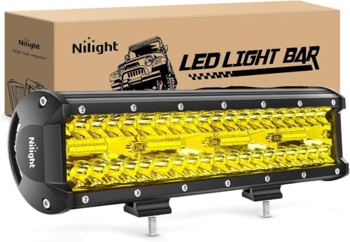 Nilight - 18033C-A 12 Inch 240W Amber Lights Triple Row Spot & Flood Combo 30000LM Bar Driving Boat Led Off Road Lights for Trucks, 2 Years Warranty