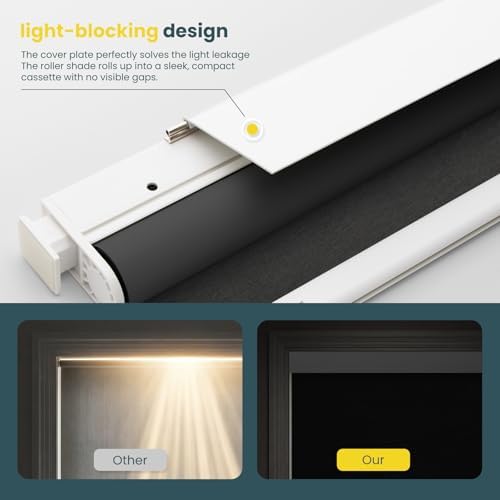 Motorized Blinds No Drill Automatic Blinds for Windows Cordless Roller Shades Electric Blinds with Remote Control Smart Blinds (Black, 31 x 72)