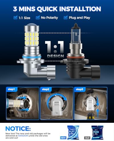 Marsauto 9006 LED Fog Light Bulbs, 10000LM 6000K with Lens-2 Pack