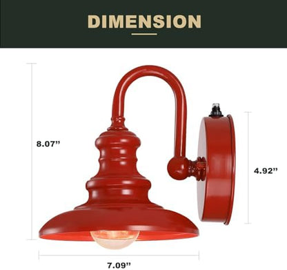 LONEDRUID Dusk to Dawn Sensor Outdoor Gooseneck Barn Light Fixture Red