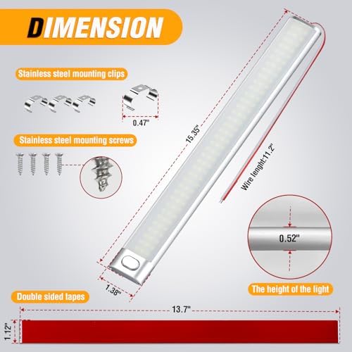 Nilight LED Interior Light Bar 6PCS 15.4 Inch Strip Lights White