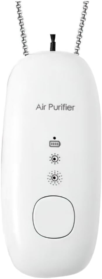 Portable Negative Ion Air Purifier Necklace, Personal Wearable Air Cleaner with 120 Million Ions (White)